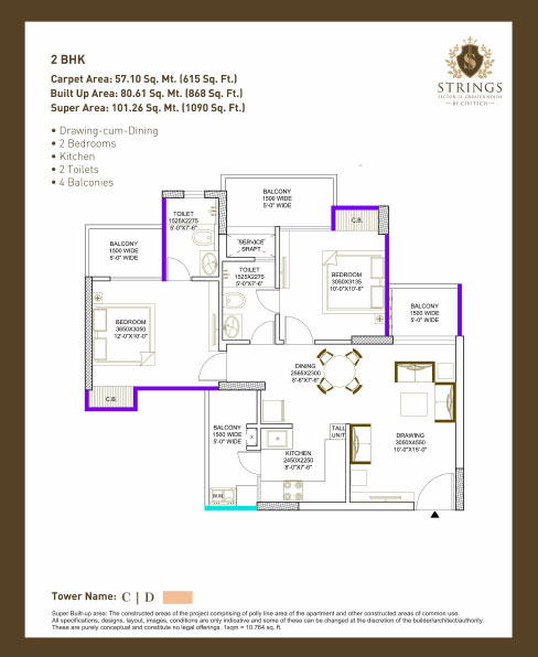 Civitech Strings  floor plan 1020-sqft